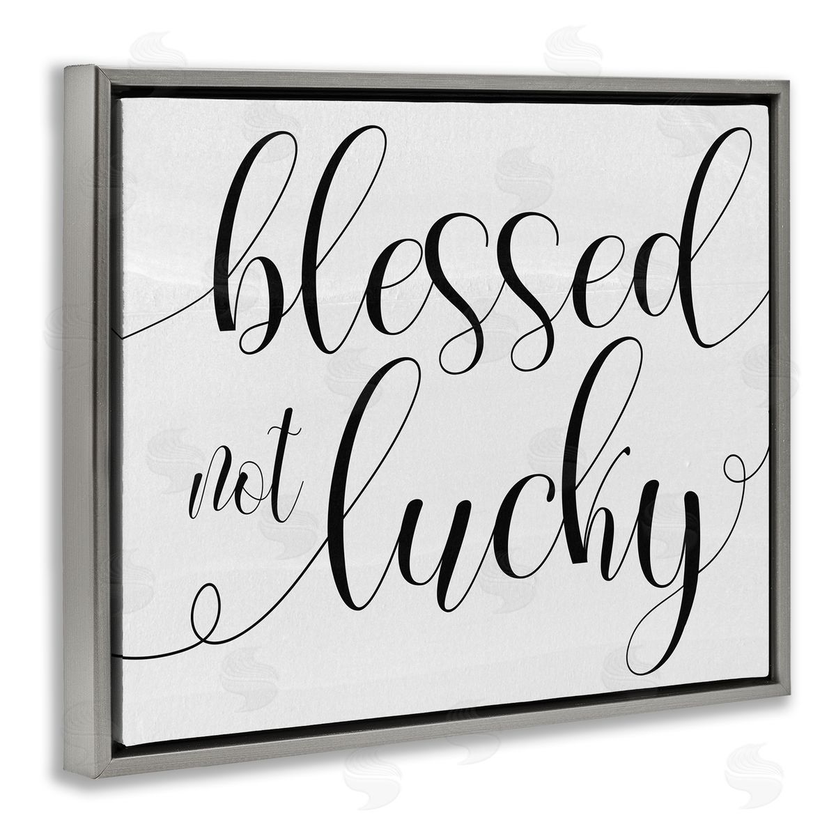 Blessed not Lucky Script Grey Floating Frame Canvas Wall Art, Home Decor by Stupell Studio