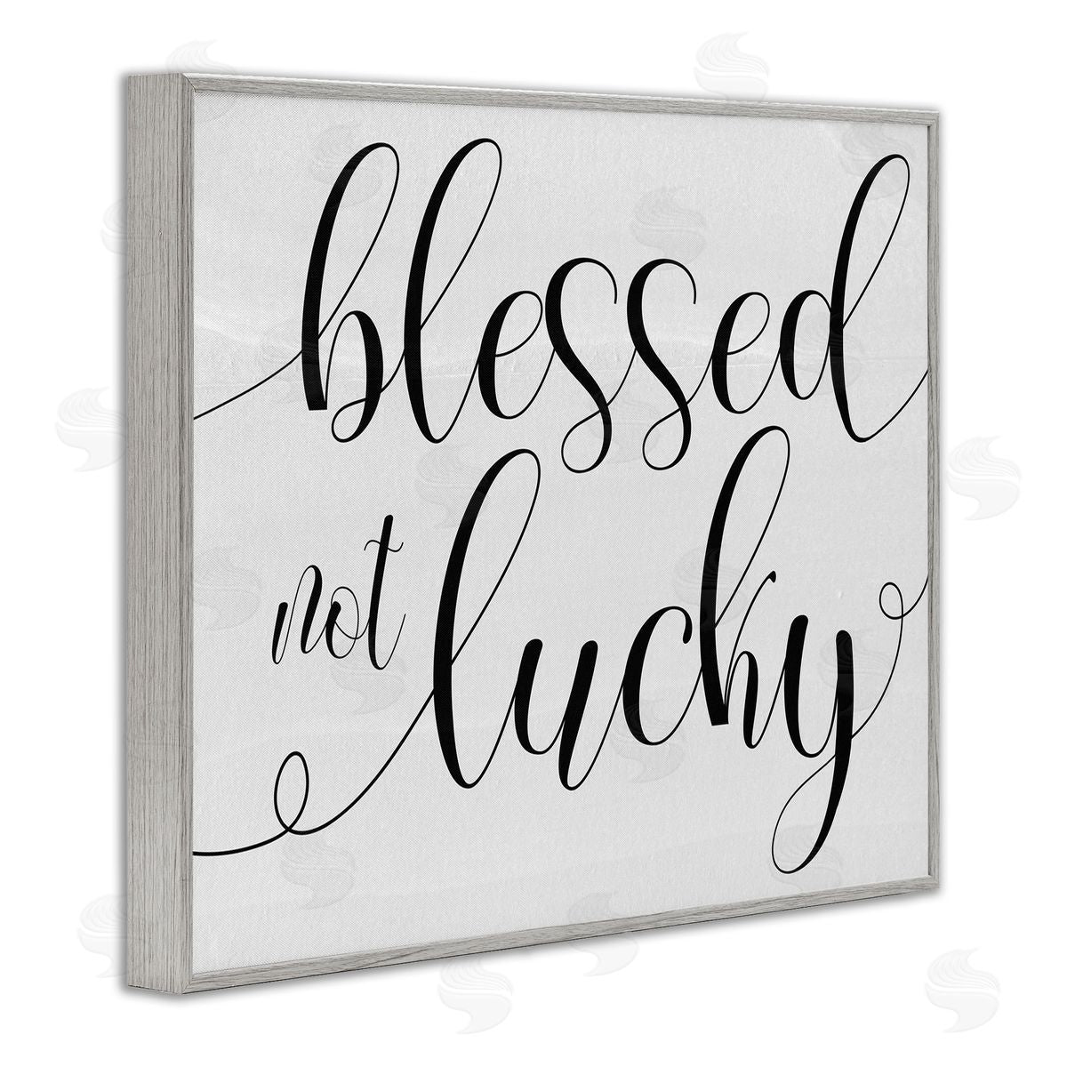 Blessed not Lucky Script Grey Frame Print Wall Art, Home Decor by Stupell Studio