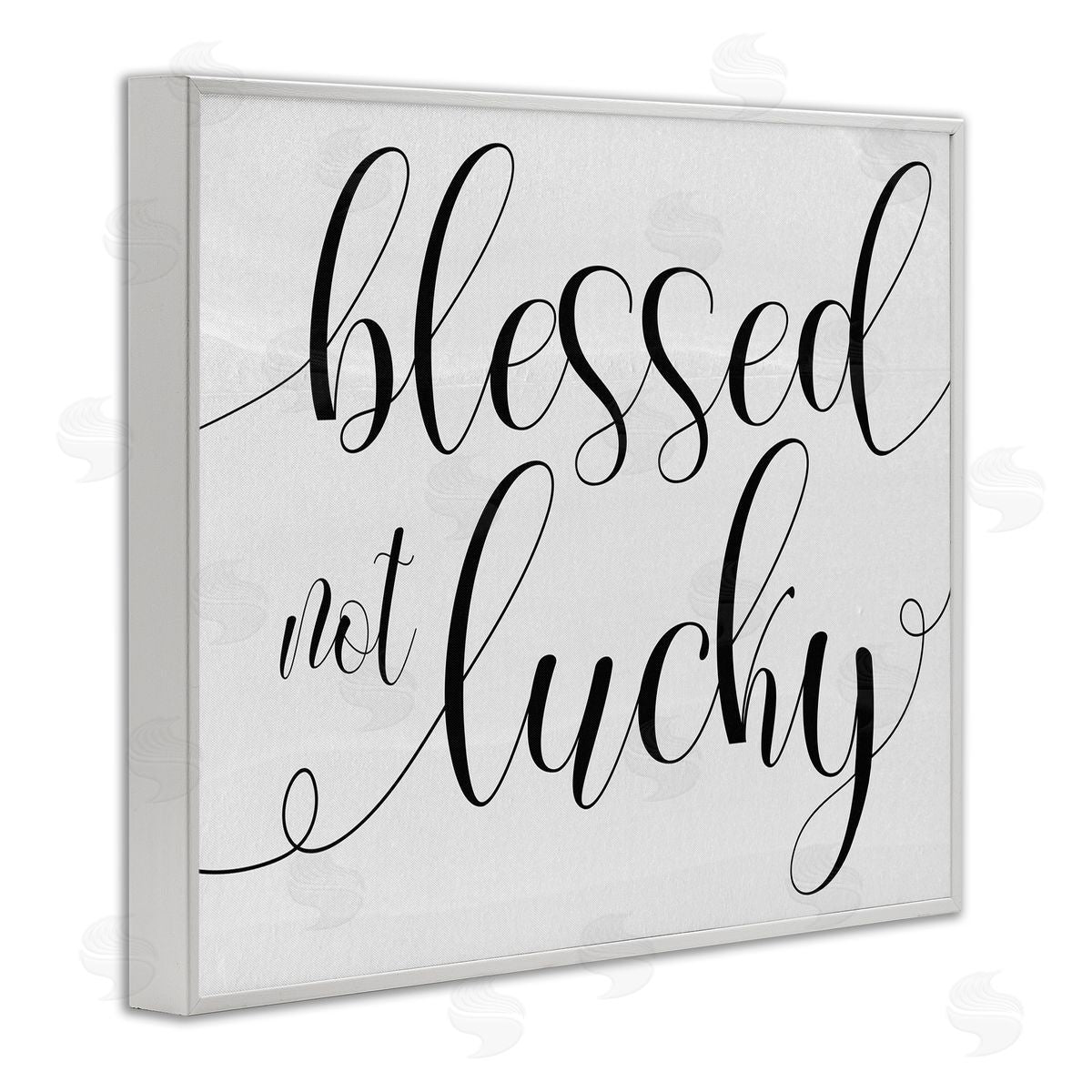 Blessed not Lucky Script White Frame Print Wall Art, Home Decor by Stupell Studio