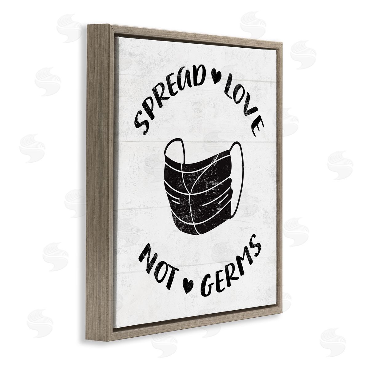 Spread Love Not Germs Brown Floating Frame Canvas Wall Art, Home Decor by Stupell Studio