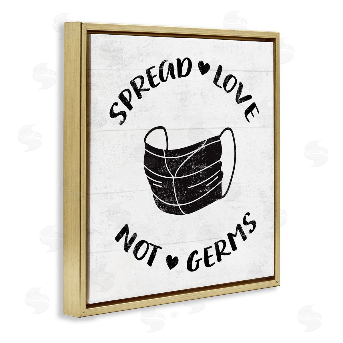 Spread Love Not Germs Gold Floating Frame Canvas Wall Art, Home Decor by Stupell Studio