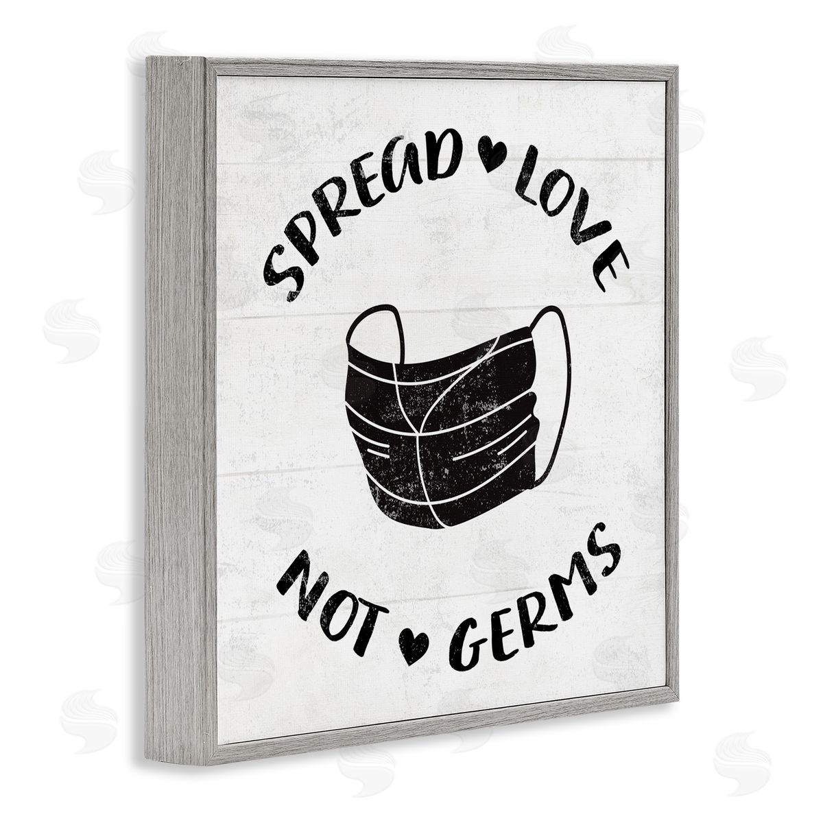 Spread Love Not Germs Grey Frame Print Wall Art, Home Decor by Stupell Studio