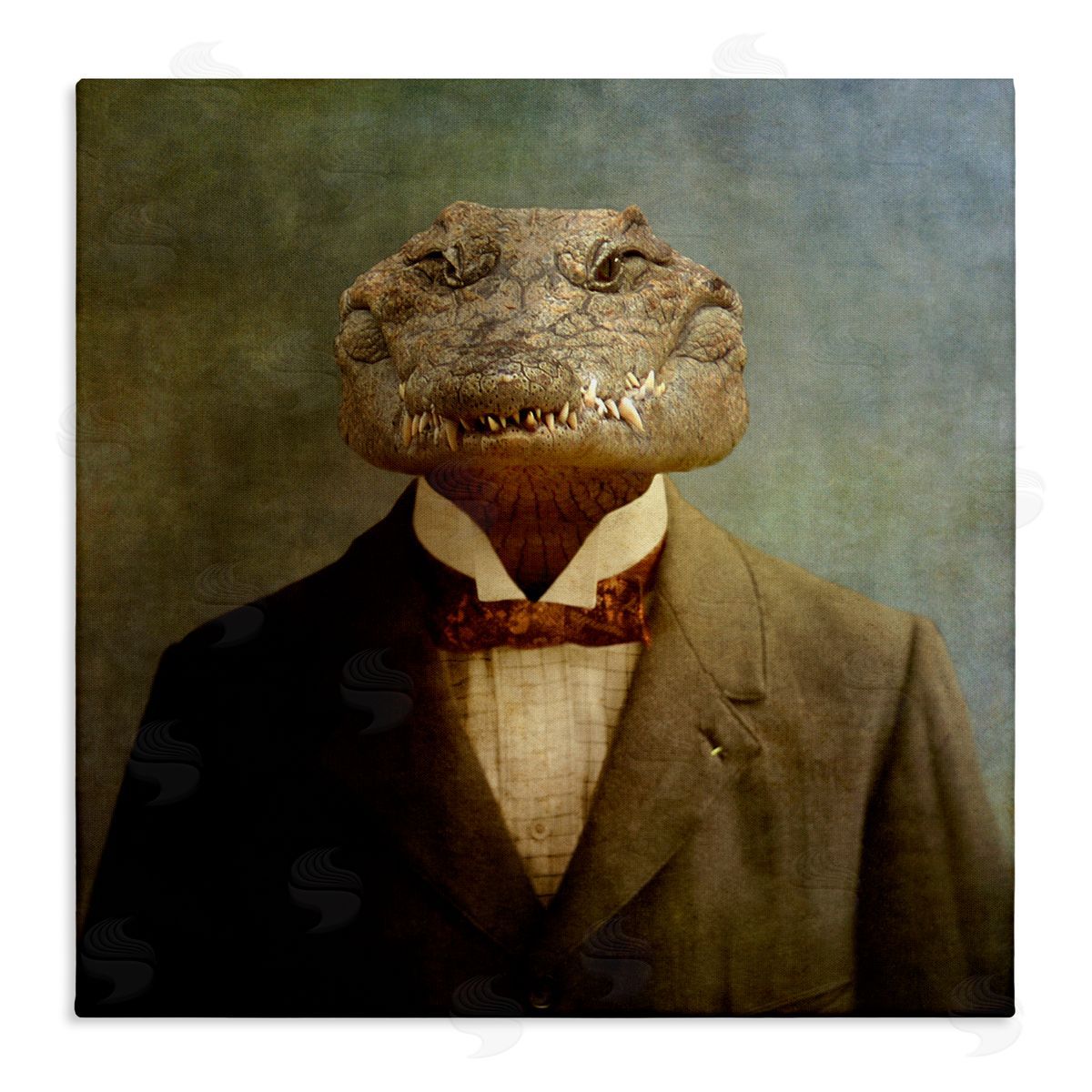 Alligator in Business Suit Canvas Wall Art, Home Decor by Martine Roch