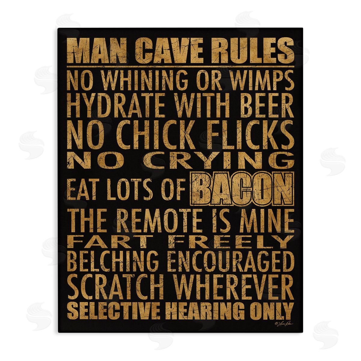 Man Cave Rules List Canvas Wall Art, Home Decor by Lauren Rader