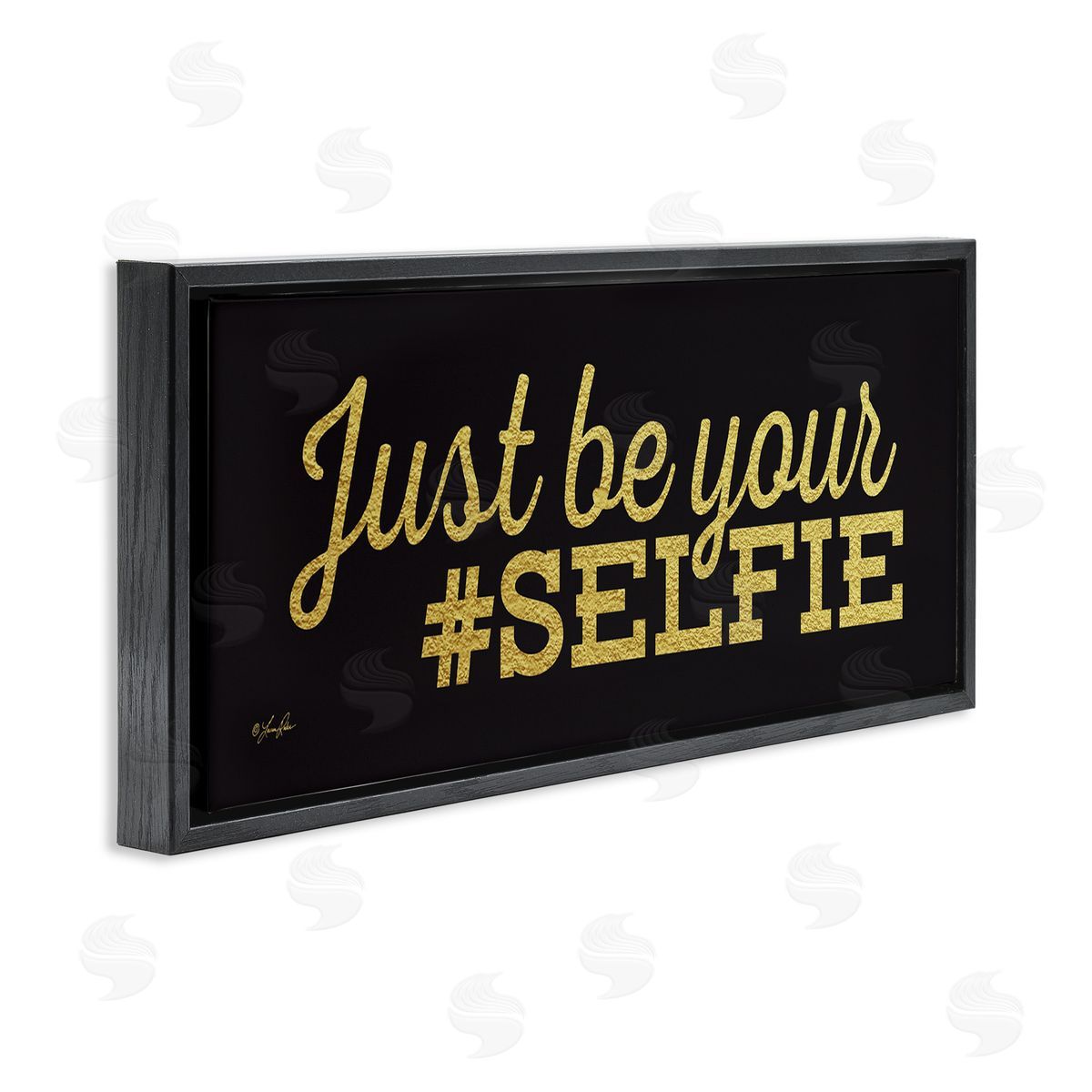 Just Be Your Selfie Black Floating Frame Canvas Wall Art, Home Decor by Lauren Rader