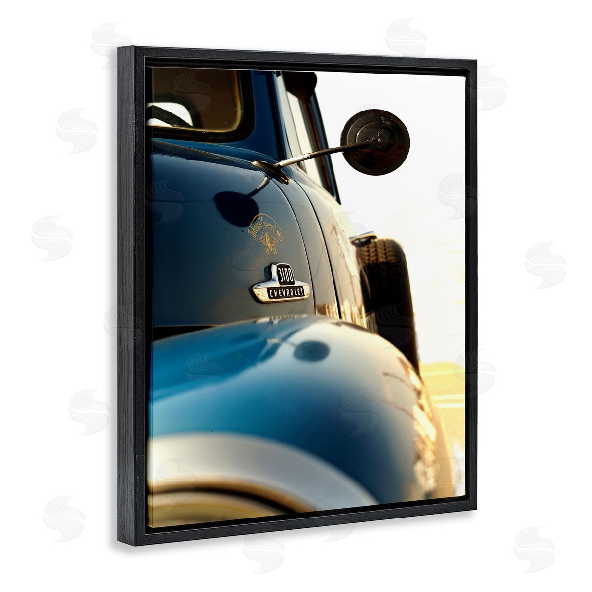 Vintage Blue Truck Photograph Black Floating Frame Canvas Wall Art, Home Decor by Mark Rogan