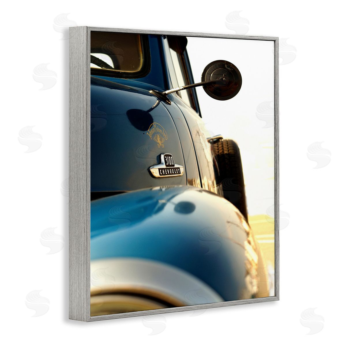 Vintage Blue Truck Photograph Grey Frame Print Wall Art, Home Decor by Mark Rogan