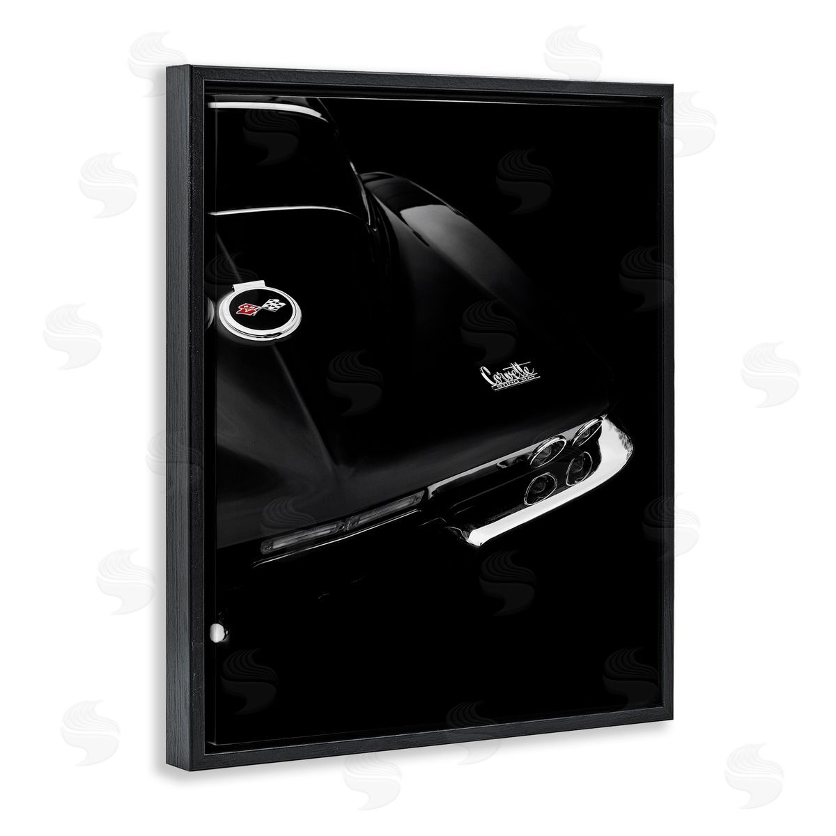 Black Sports Car Photography Black Floating Frame Canvas Wall Art, Home Decor by Mark Rogan
