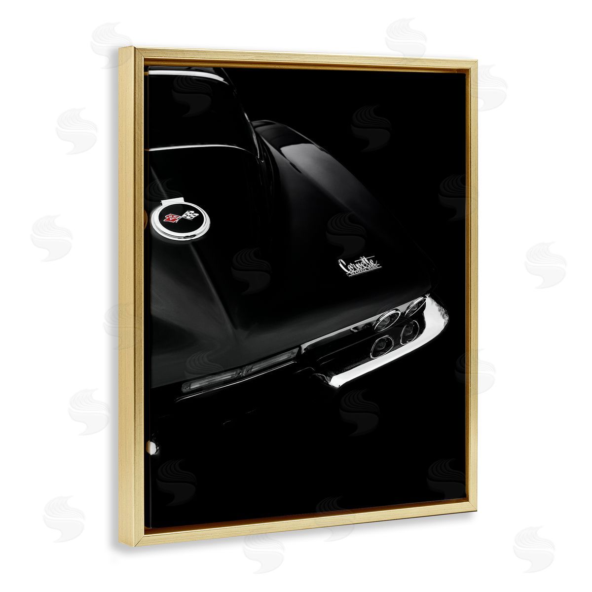 Black Sports Car Photography Gold Floating Frame Canvas Wall Art, Home Decor by Mark Rogan