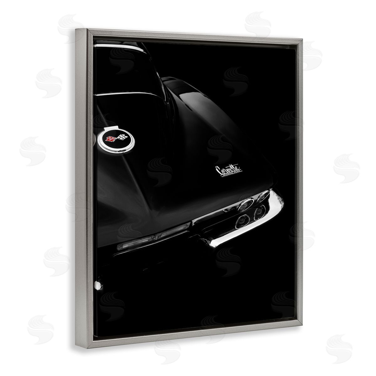Black Sports Car Photography Grey Floating Frame Canvas Wall Art, Home Decor by Mark Rogan
