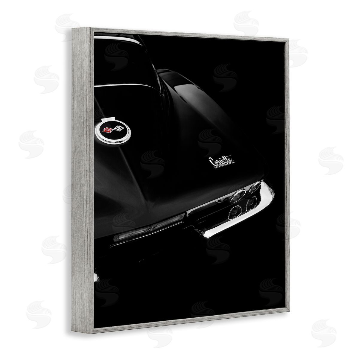 Black Sports Car Photography Grey Frame Print Wall Art, Home Decor by Mark Rogan