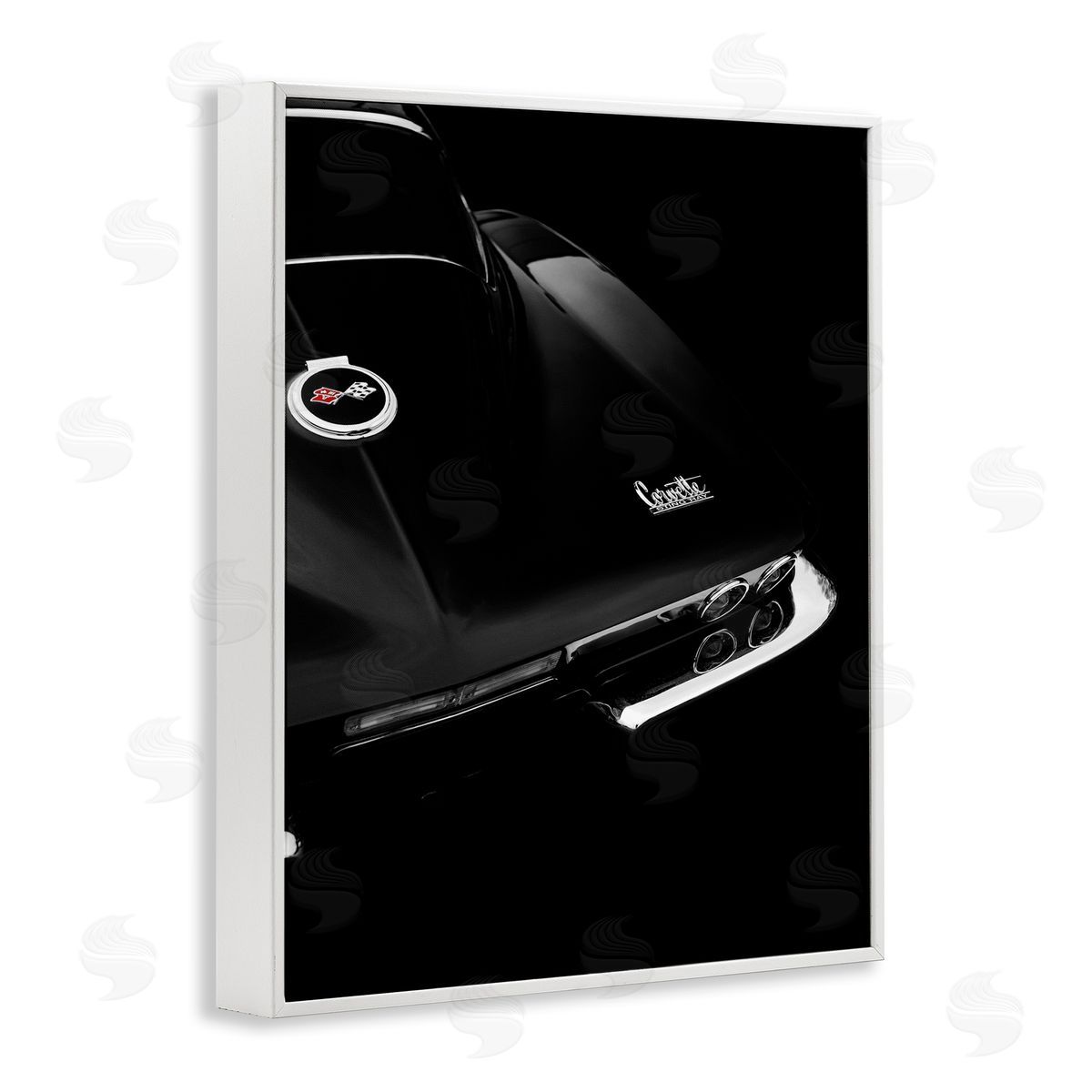 Black Sports Car Photography White Frame Print Wall Art, Home Decor by Mark Rogan