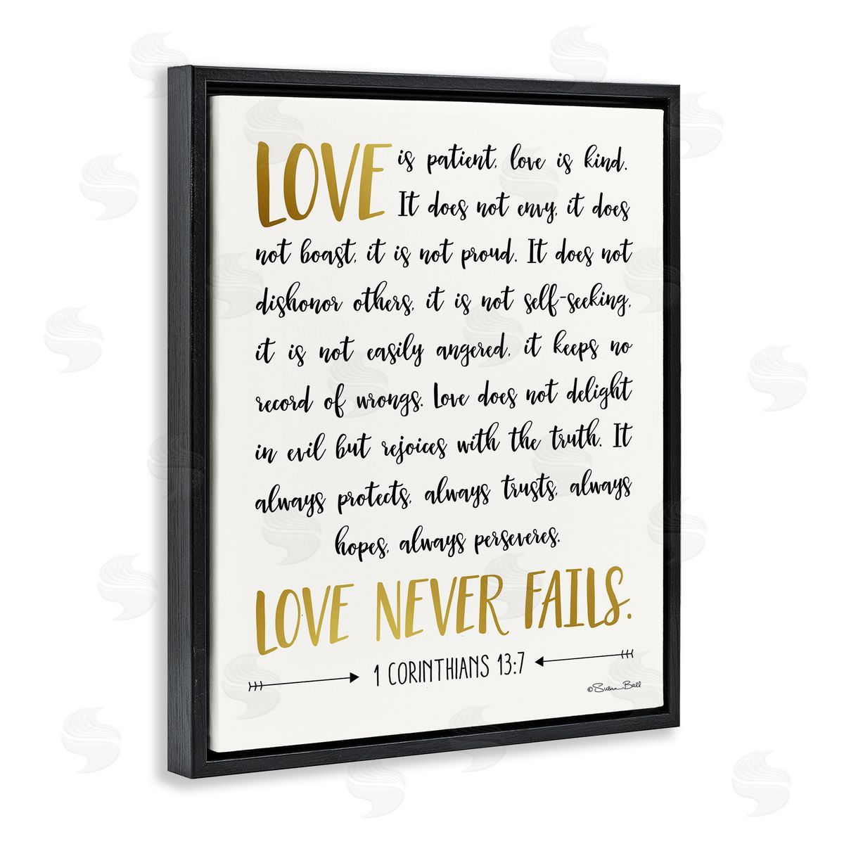 Love Is Patient Psalm Black Floating Frame Canvas Wall Art, Home Decor by Susan Ball