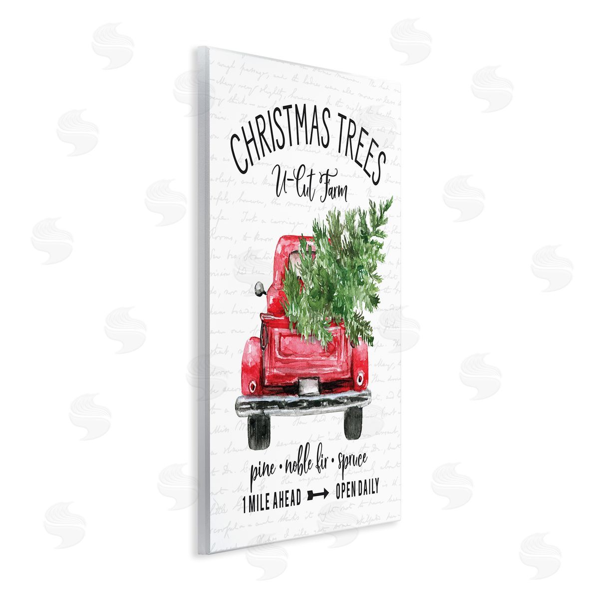 Christmas Trees Red Truck Wood Plaque Wall Art, Home Decor by Lettered and Lined