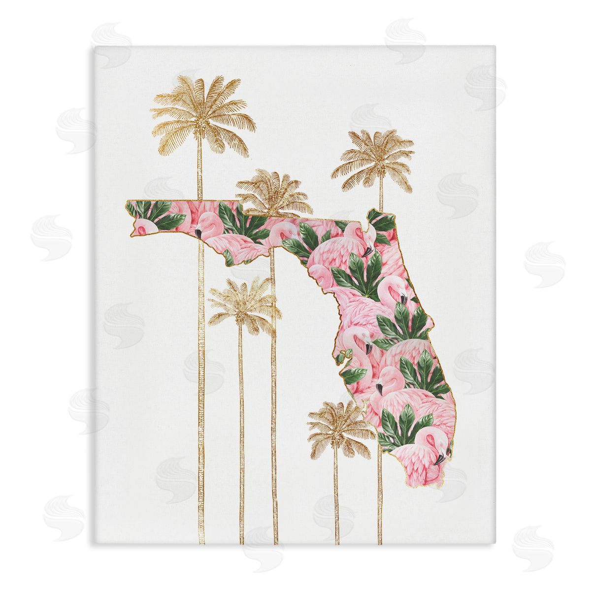 Florida State Flamingo Pattern Canvas Wall Art, Home Decor by Ziwei Li