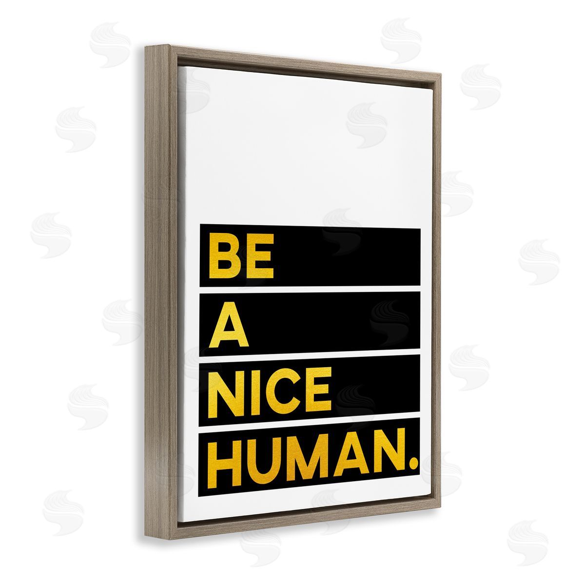 Be a Nice Human Brown Floating Frame Canvas Wall Art, Home Decor by Seven Trees