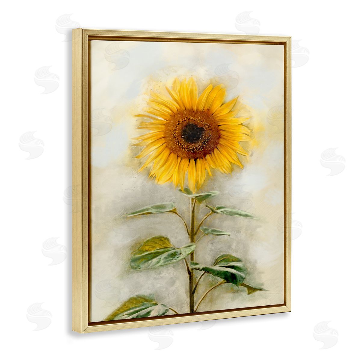 Sunflower Summer Bloom Gold Floating Frame Canvas Wall Art, Home Decor by Ziwei Li