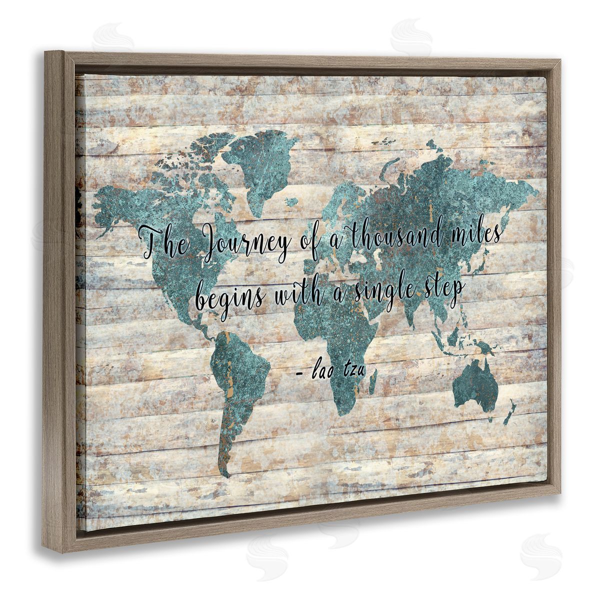 Journey of a Thousand Miles Brown Floating Frame Canvas Wall Art, Home Decor by Ziwei Li