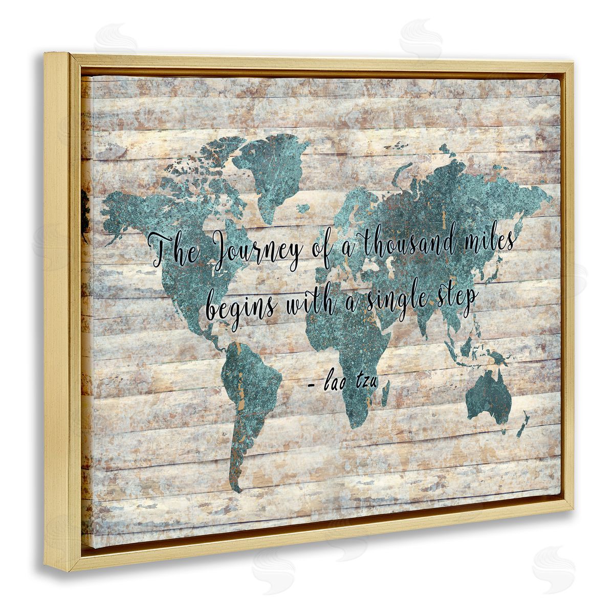 Journey of a Thousand Miles Gold Floating Frame Canvas Wall Art, Home Decor by Ziwei Li