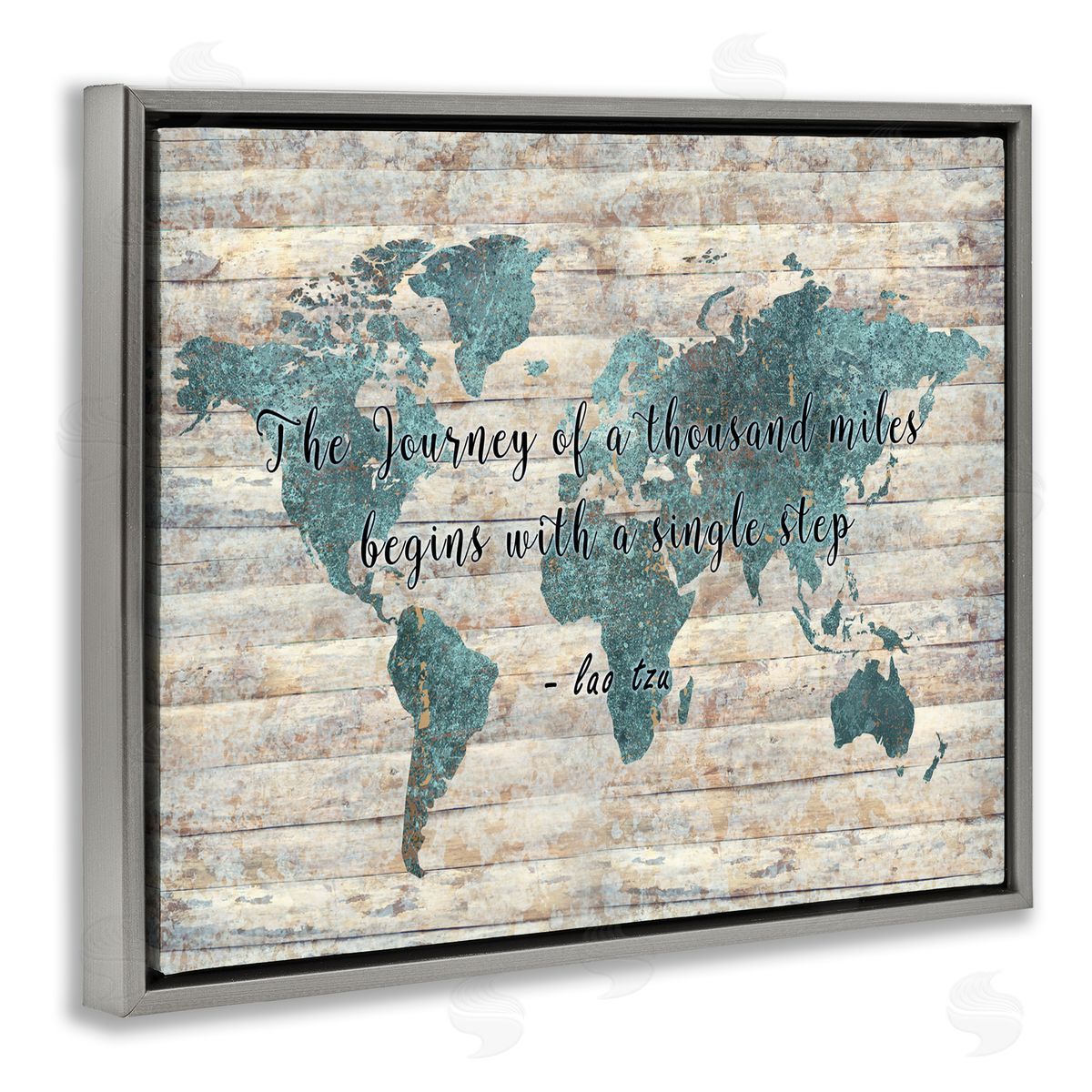Journey of a Thousand Miles Grey Floating Frame Canvas Wall Art, Home Decor by Ziwei Li