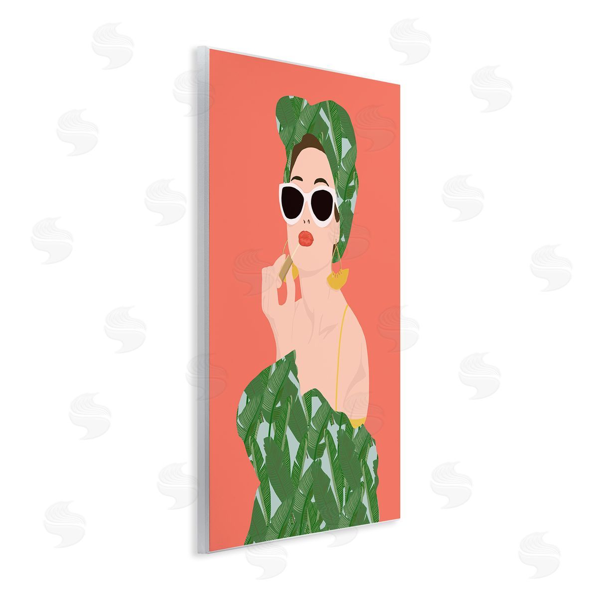 Woman in Tropical Fashion Wood Plaque Wall Art, Home Decor by Jen Bucheli