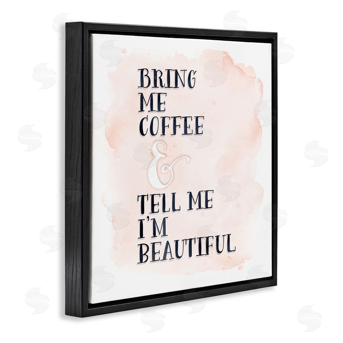 Bring Me Coffee Romantic Black Floating Frame Canvas Wall Art, Home Decor by Tara Moss