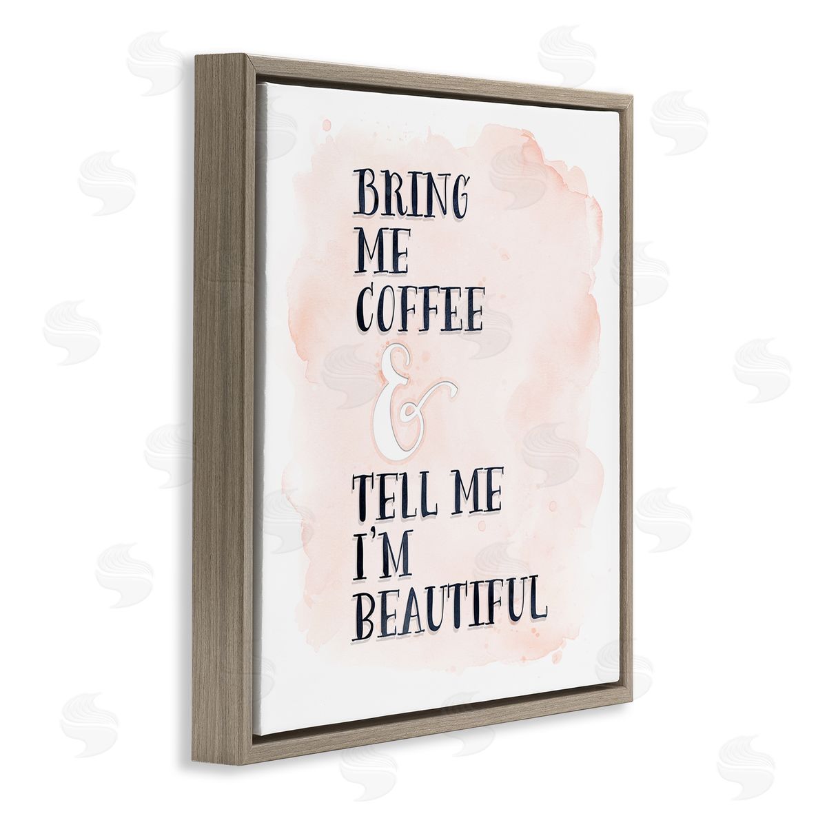 Bring Me Coffee Romantic Brown Floating Frame Canvas Wall Art, Home Decor by Tara Moss