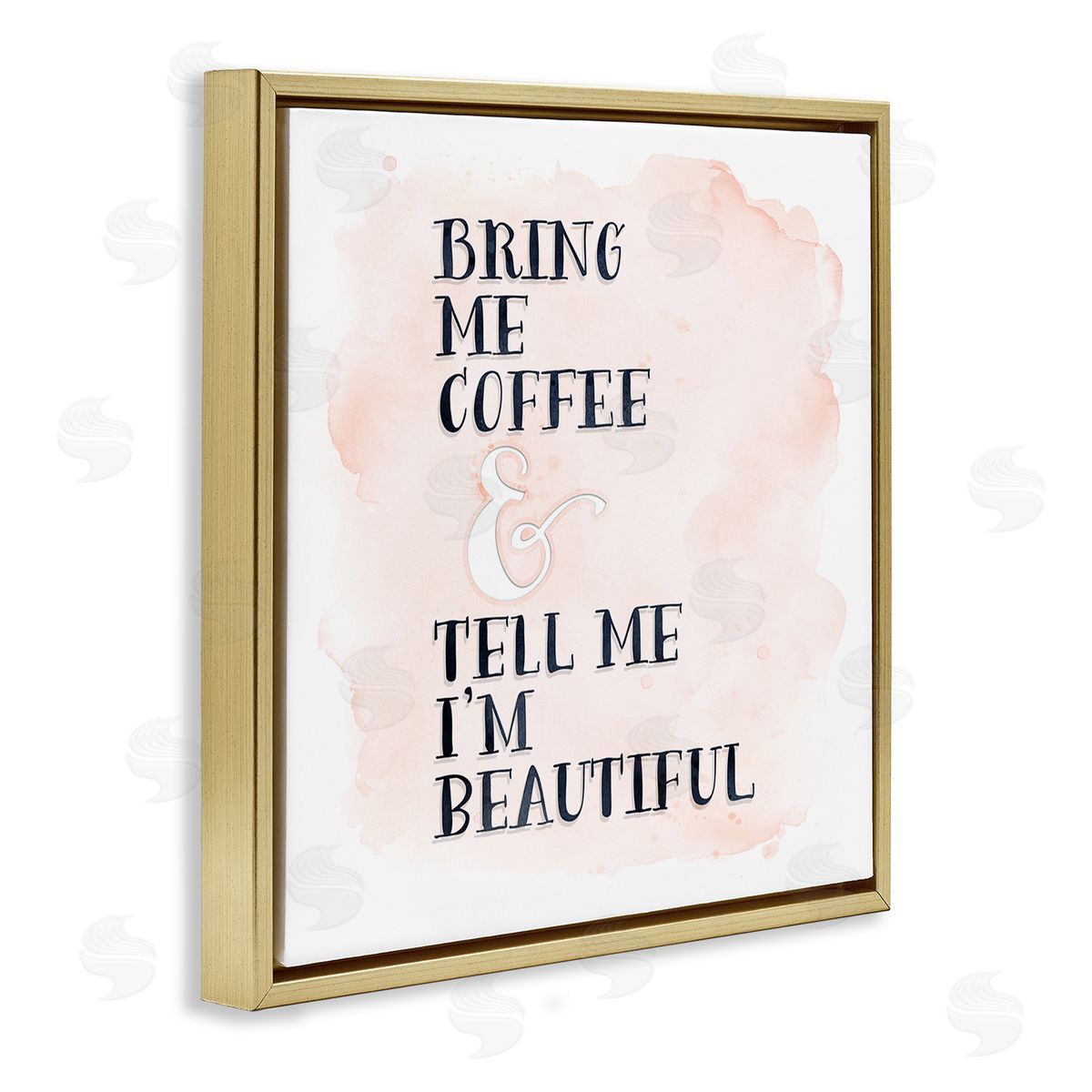 Bring Me Coffee Romantic Gold Floating Frame Canvas Wall Art, Home Decor by Tara Moss