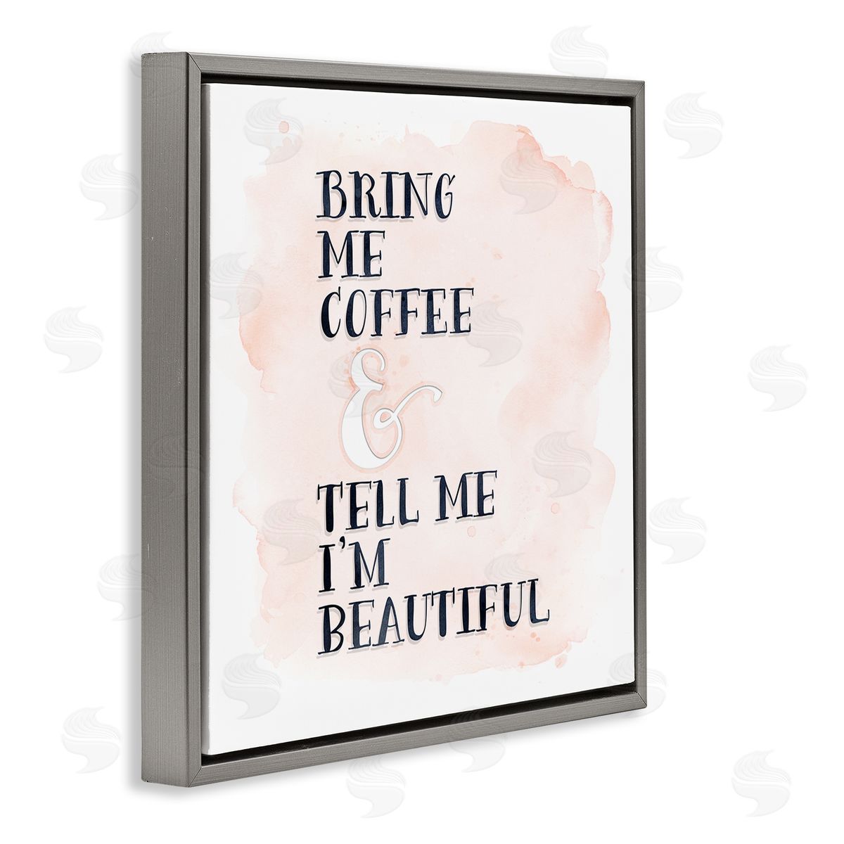 Bring Me Coffee Romantic Grey Floating Frame Canvas Wall Art, Home Decor by Tara Moss