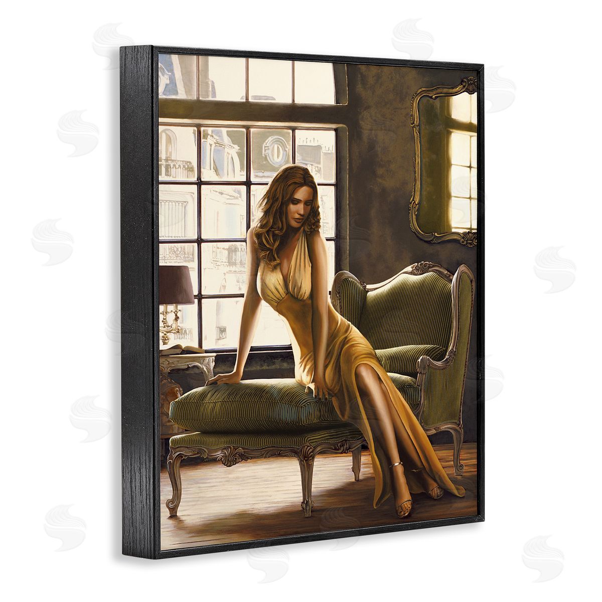 The Pose Female Portrait Black Frame Print Wall Art, Home Decor by Thomas Page
