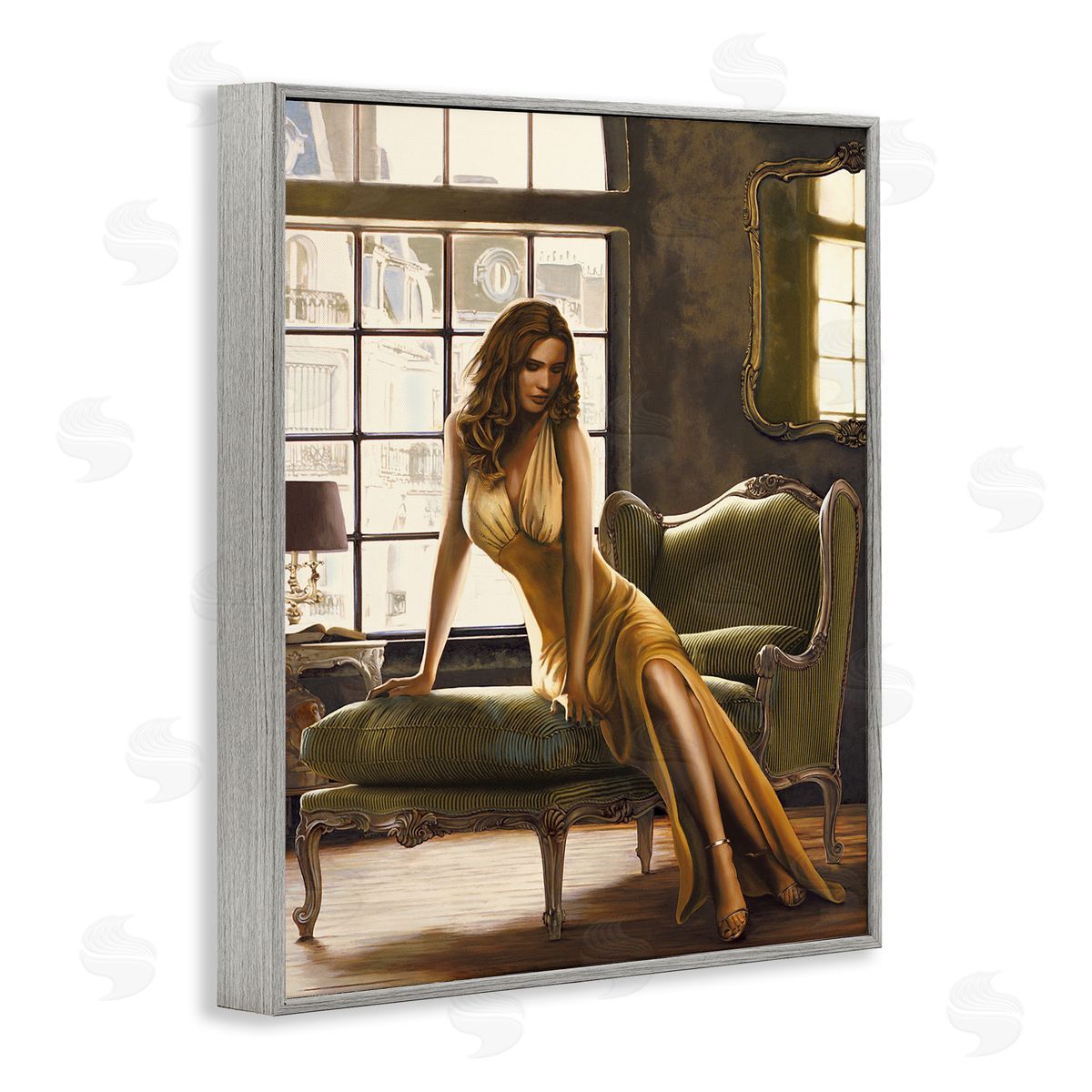 The Pose Female Portrait Grey Frame Print Wall Art, Home Decor by Thomas Page