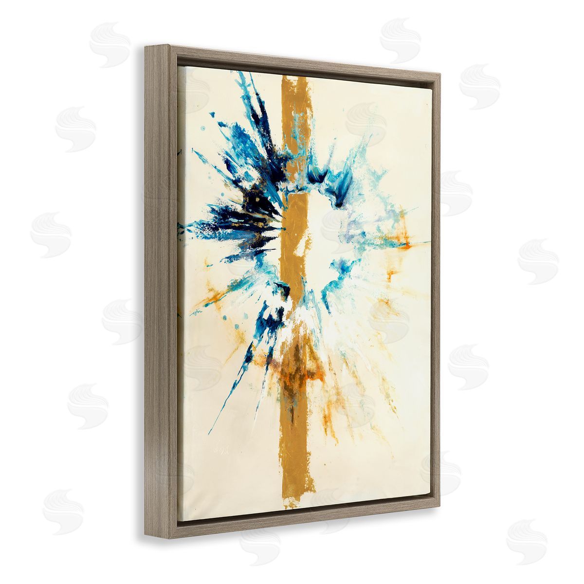 Celestial Abstract Painting Brown Floating Frame Canvas Wall Art, Home Decor by Dina D'Argo
