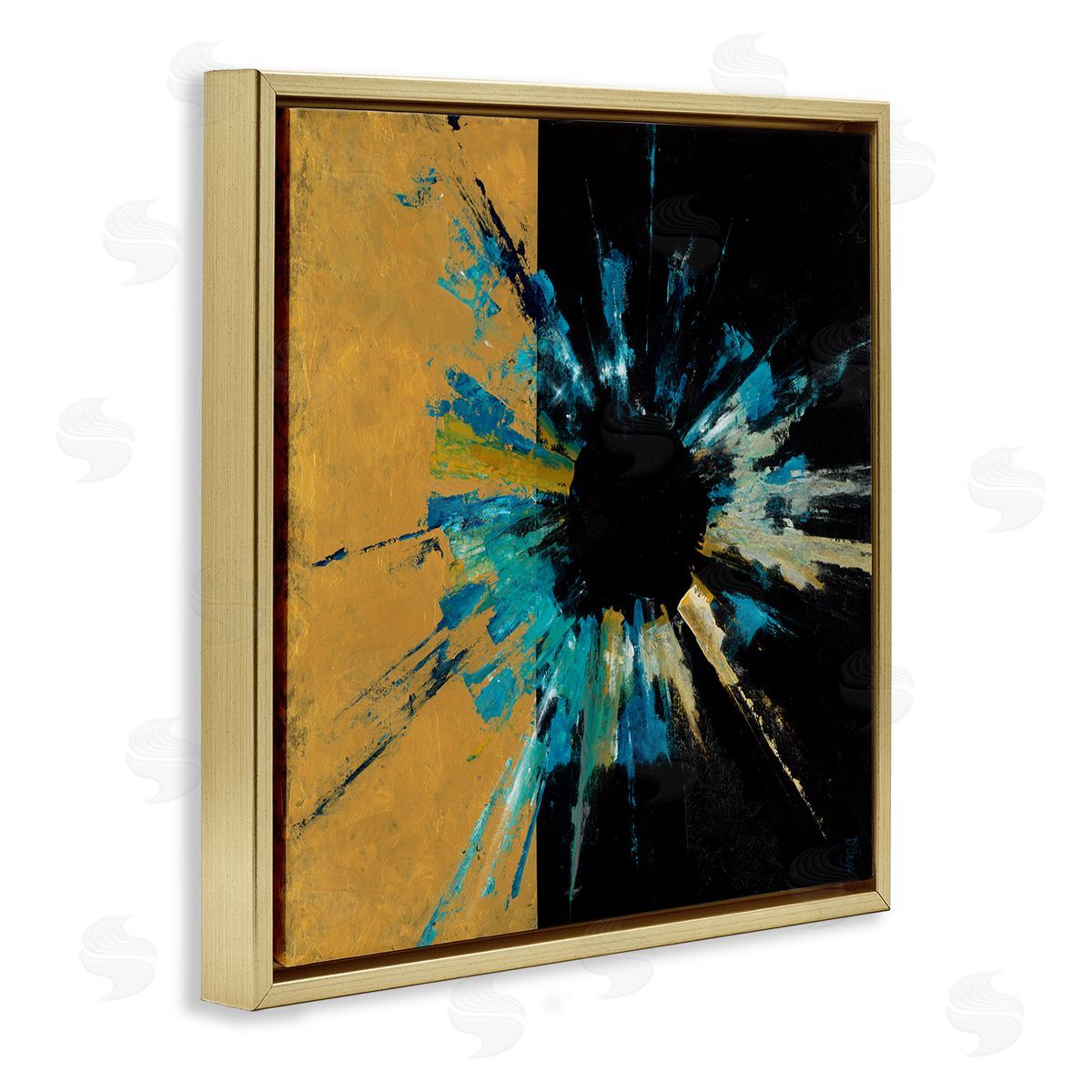 Cosmic Abstract Painting Gold Floating Frame Canvas Wall Art, Home Decor by Dina D'Argo