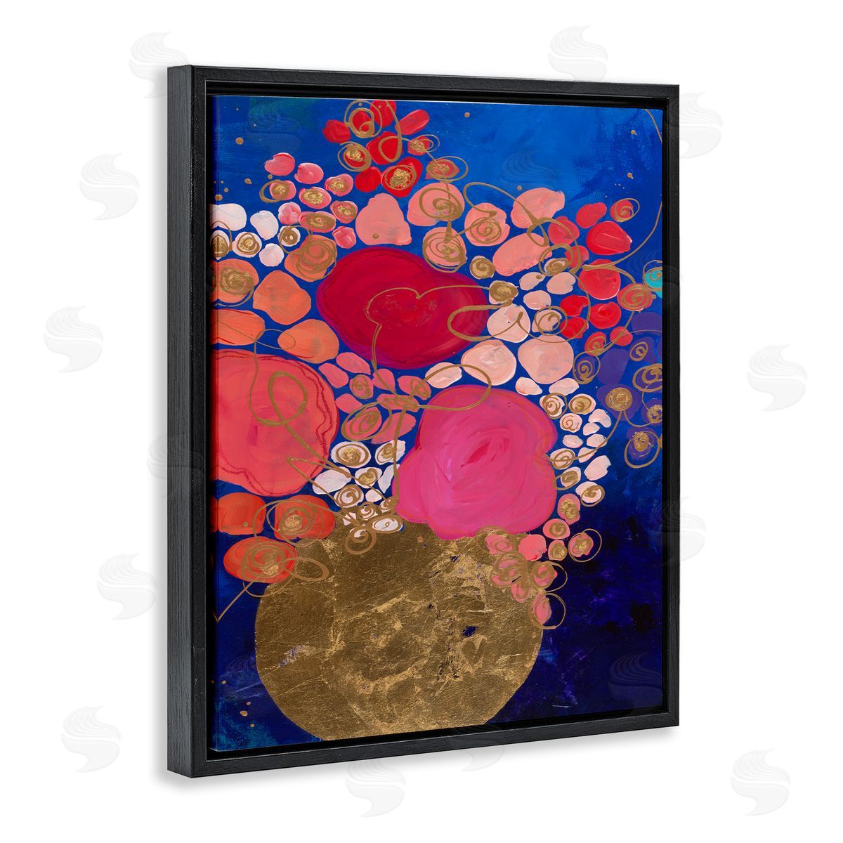 Bunches of Happy Red Black Floating Frame Canvas Wall Art, Home Decor by Ruth Fromstein