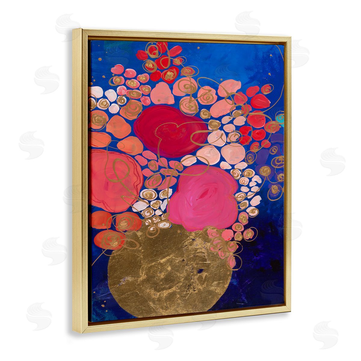 Bunches of Happy Red Gold Floating Frame Canvas Wall Art, Home Decor by Ruth Fromstein