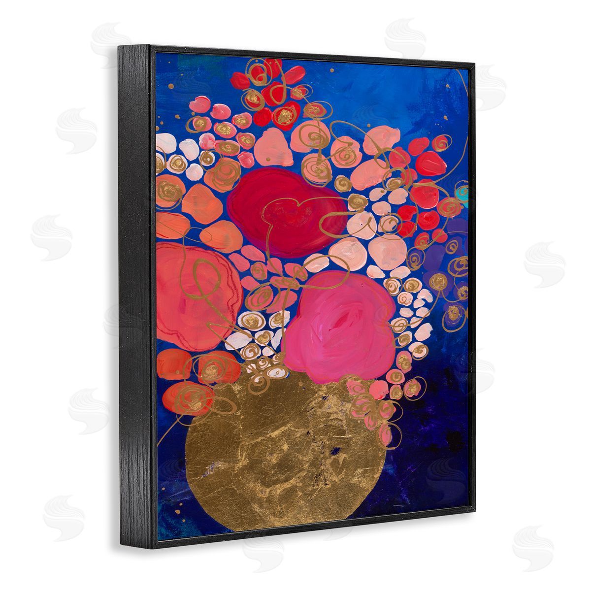 Bunches of Happy Red Black Frame Print Wall Art, Home Decor by Ruth Fromstein