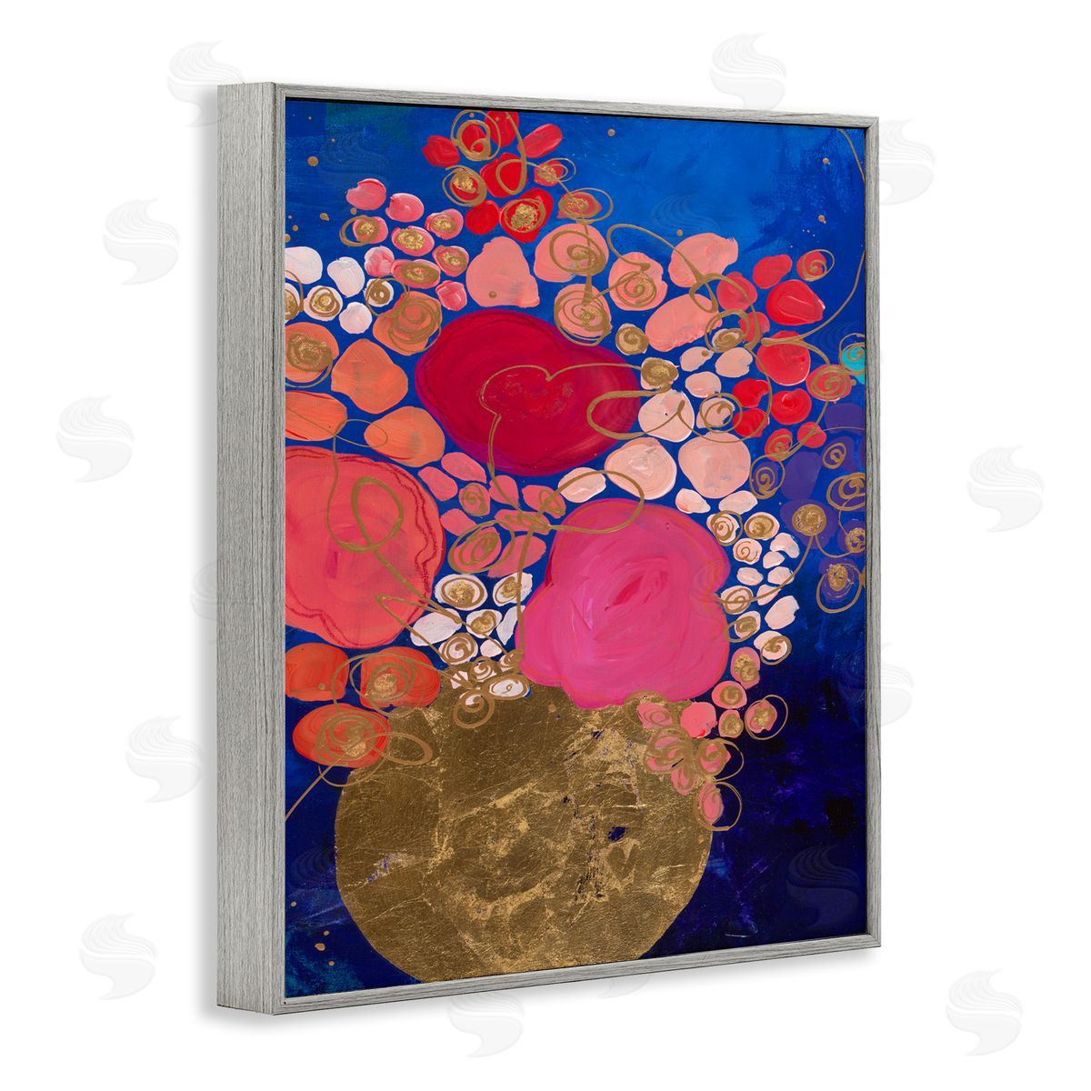 Bunches of Happy Red Grey Frame Print Wall Art, Home Decor by Ruth Fromstein