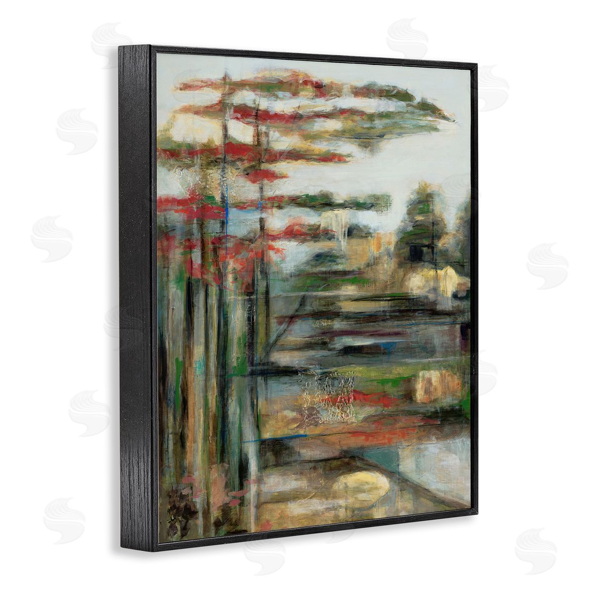 Daydream Abstract Forest Painting Black Frame Print Wall Art, Home Decor by Stacey Pollard