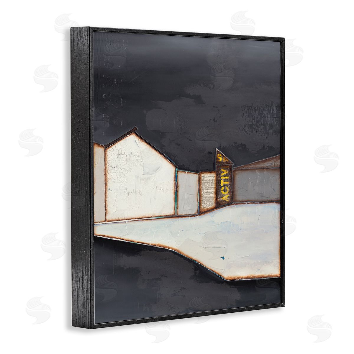 Surrender Abstract Cityscape Black Frame Print Wall Art, Home Decor by Laura Van Horne