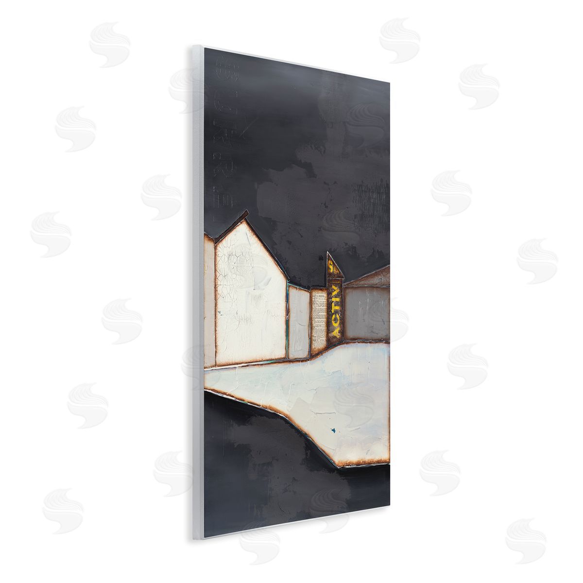 Surrender Abstract Cityscape Wood Plaque Wall Art, Home Decor by Laura Van Horne