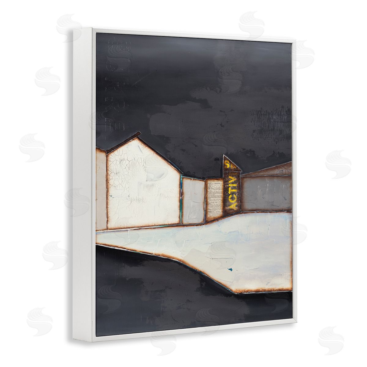 Surrender Abstract Cityscape White Frame Print Wall Art, Home Decor by Laura Van Horne