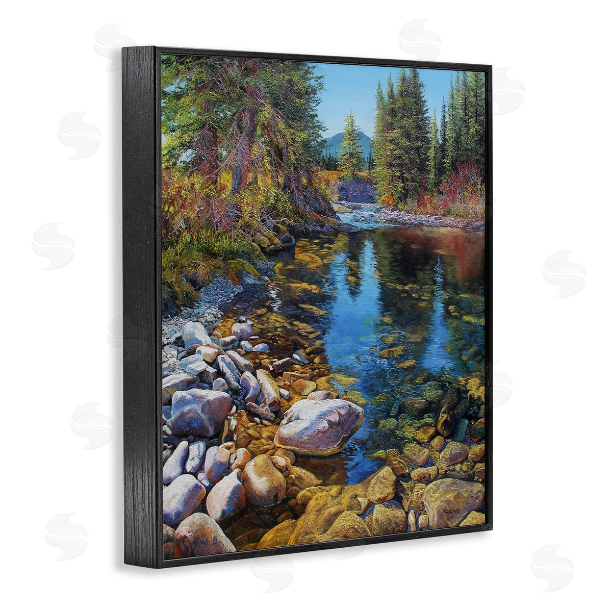 Stoney Creek Forest Landscape Black Frame Print Wall Art, Home Decor by Andrew Kiss