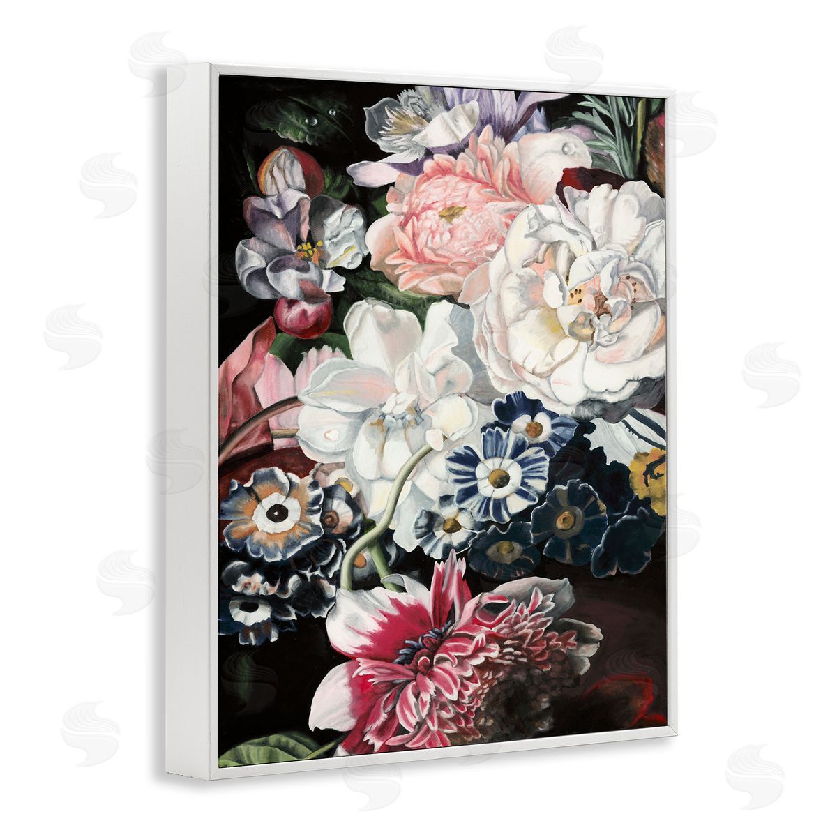 Vintage Blooming Florals White Frame Print Wall Art, Home Decor by Naomi McCavitt