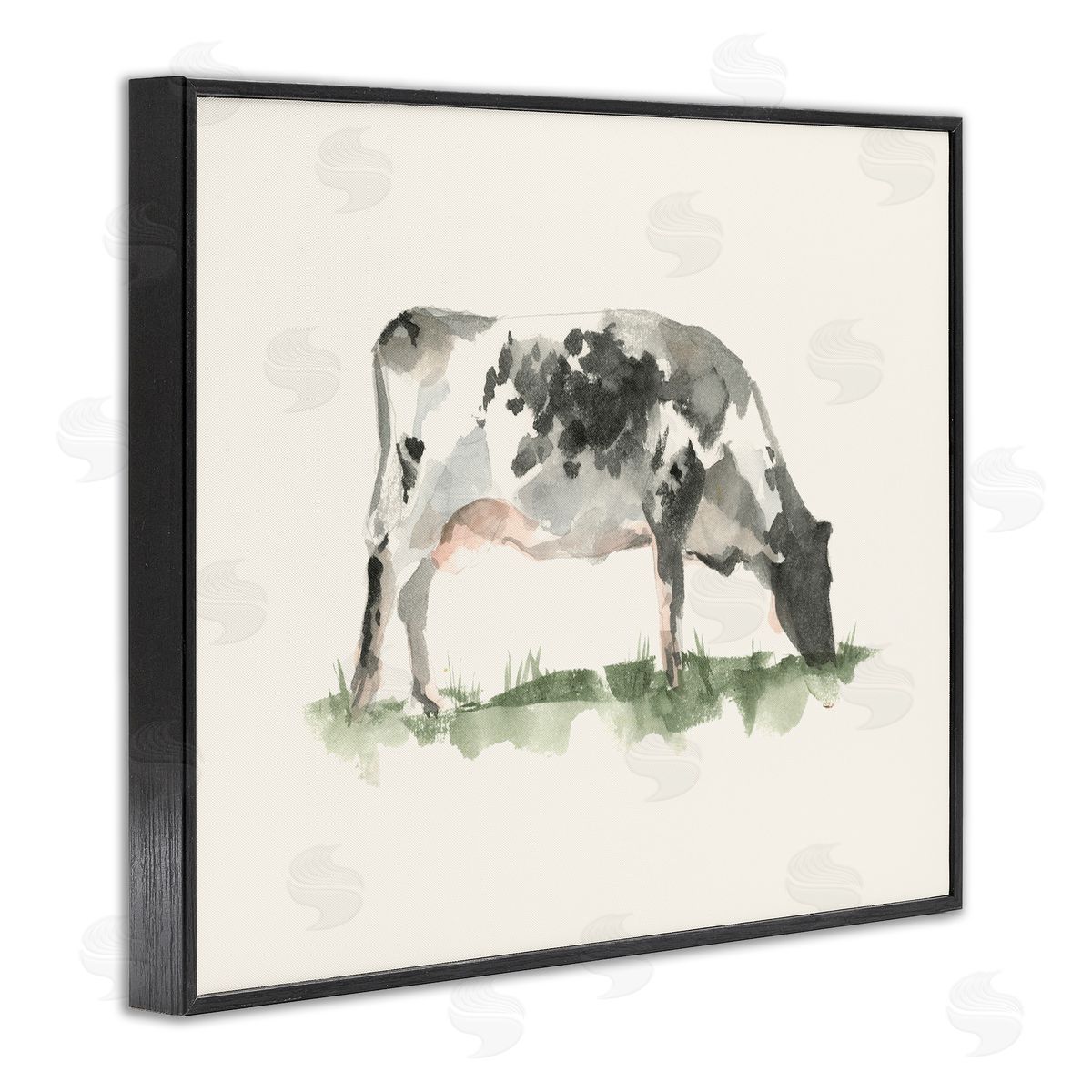Grazing Farm Animal Cattle Black Frame Print Wall Art, Home Decor by Ethan Harper