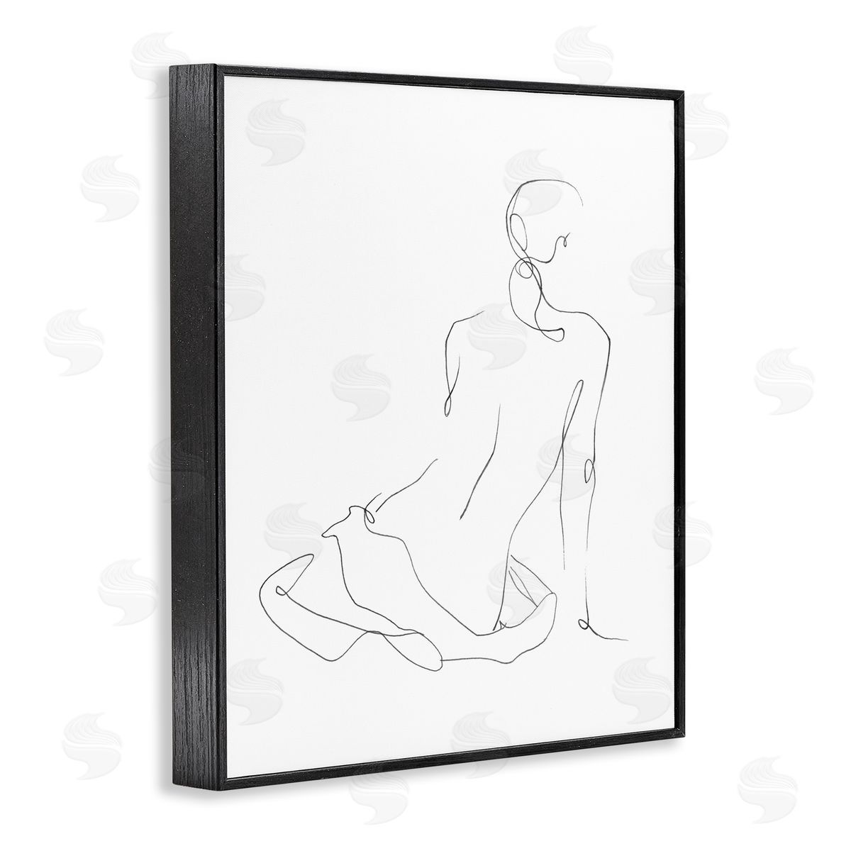 Gestural Contour Left Black Frame Print Wall Art, Home Decor by Ethan Harper