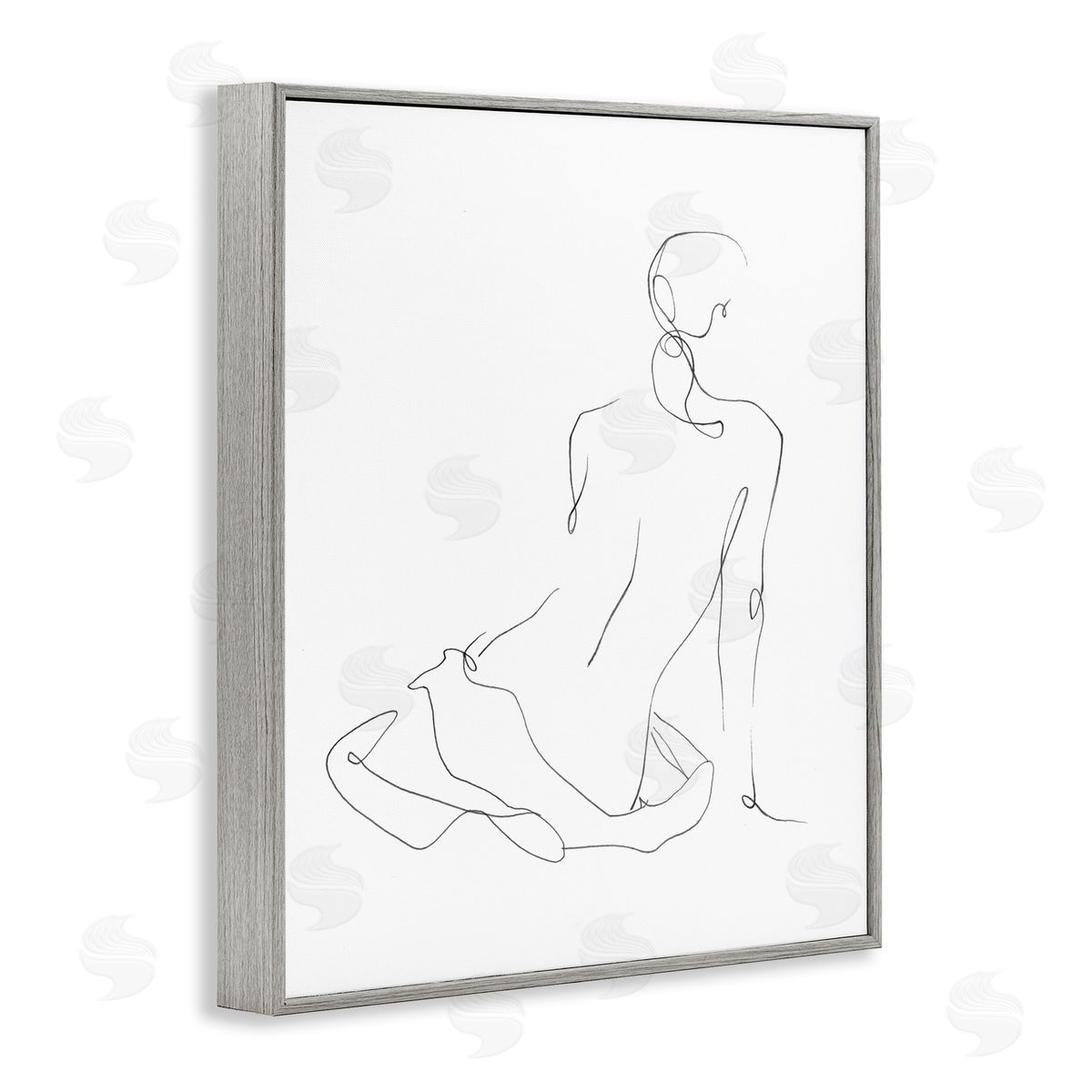Gestural Contour Left Grey Frame Print Wall Art, Home Decor by Ethan Harper