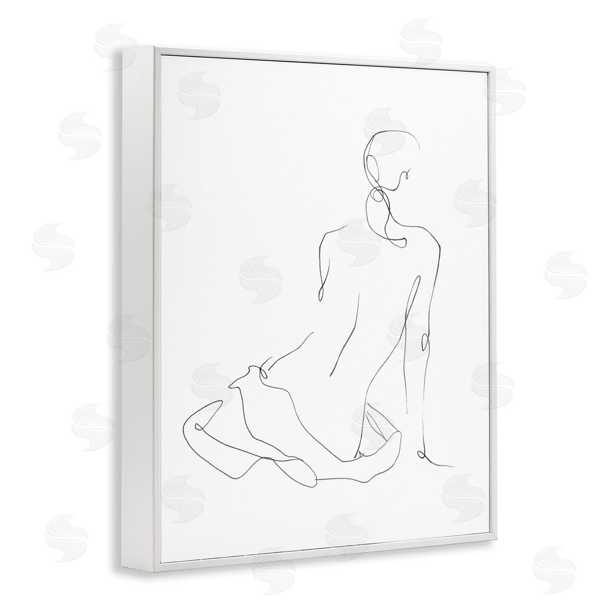 Gestural Contour Left White Frame Print Wall Art, Home Decor by Ethan Harper