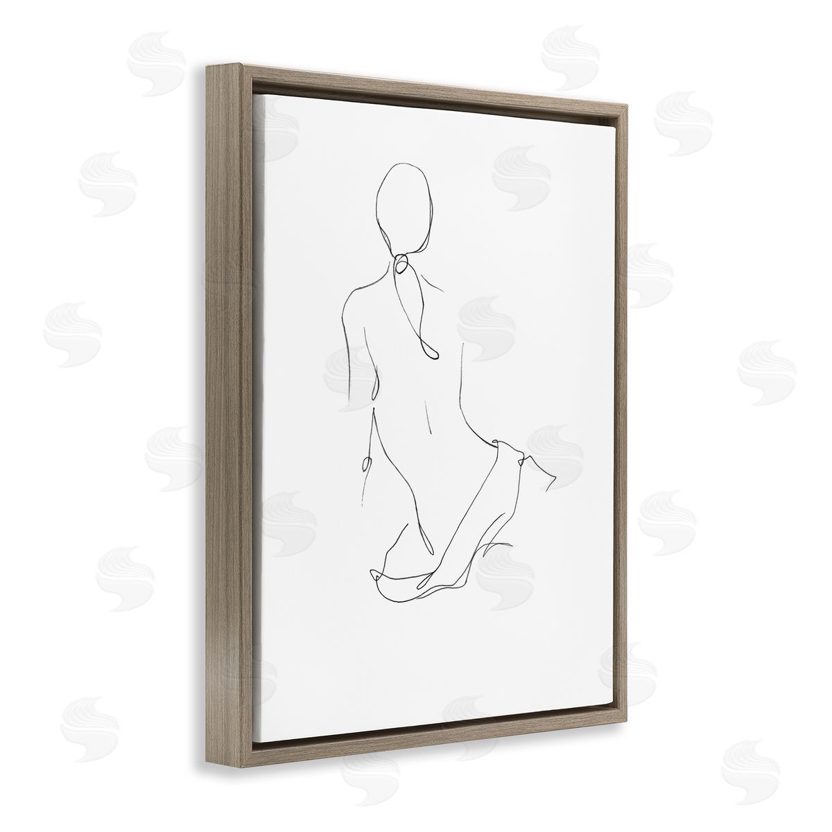 Gestural Contour Right Brown Floating Frame Canvas Wall Art, Home Decor by Ethan Harper