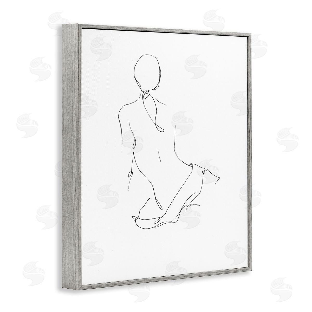 Gestural Contour Right Grey Frame Print Wall Art, Home Decor by Ethan Harper