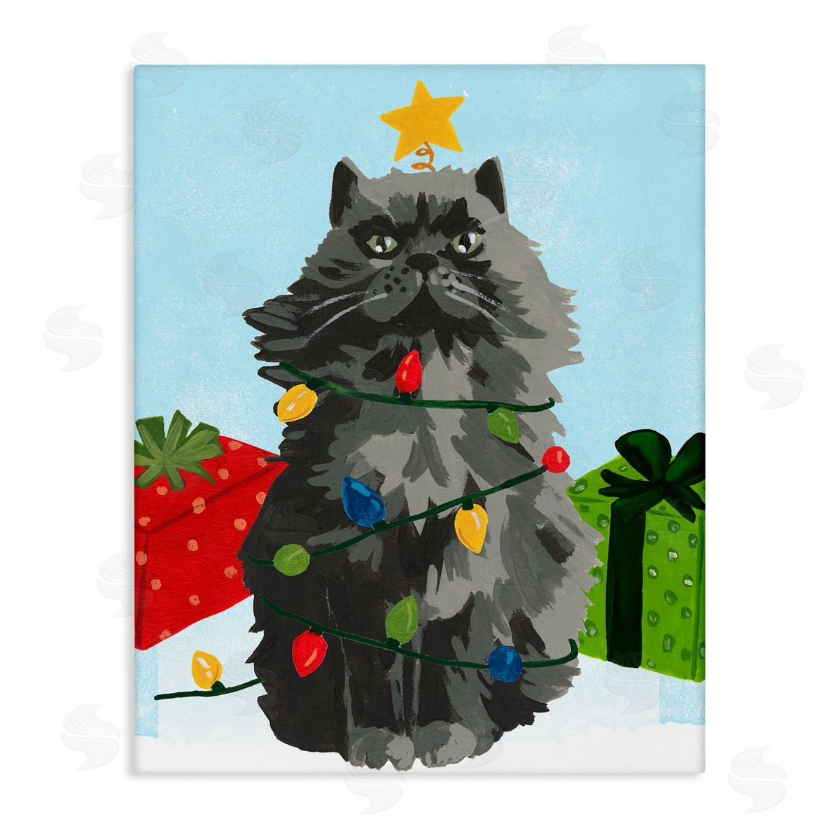 Meowy Hissmas Cat Canvas Wall Art, Home Decor by June Erica Vess